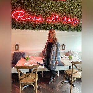 Fuzzy Grid Cardigan | Navy & White Check | Size Small